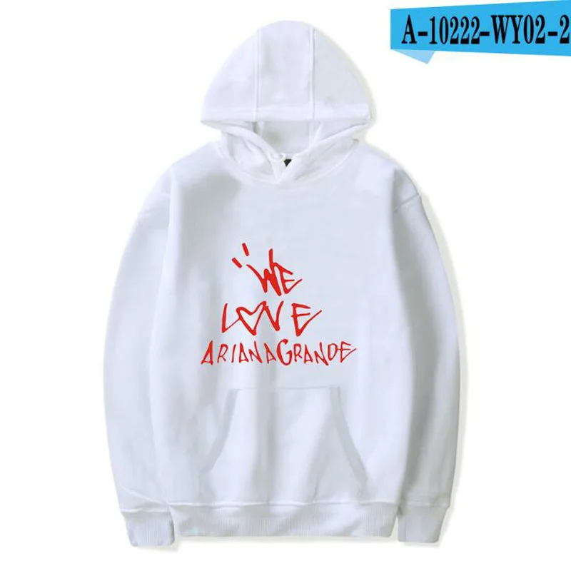 Лидер продаж Ариана Гранде толстовки Для женщин с надписью «I Love с принтом букв Kpop в стиле «хип-хоп» с Арианой Гранде Harajuku кофты - Цвет: white