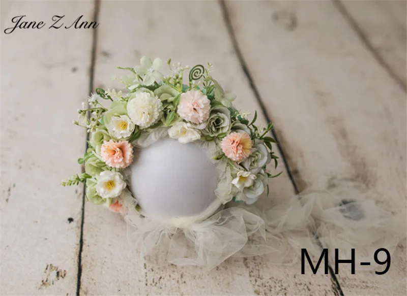 MH-9 newborn Джейн Z Ann шляпа ручной работы с цветочным рисунком для новорожденных/100 дней фото-реквизит аксессуары для студийной съемки - Цвет: MH-9 newborn
