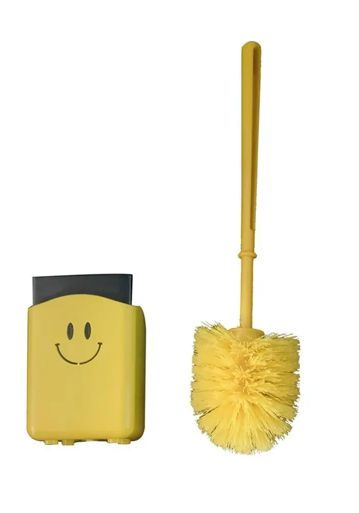 Wall Mounted Toilet Brush Lovely Smile Face Soft Bristles Cleaning