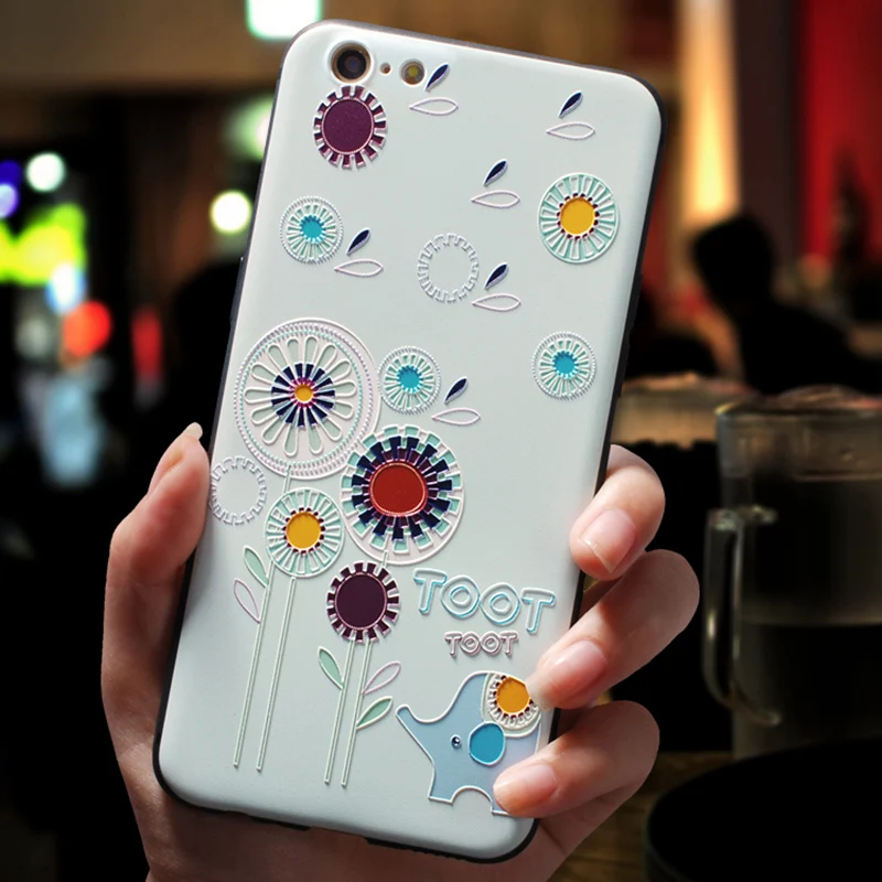 Рельефный милый цветок ТПУ 3D Emboss силиконовый чехол для iPhone X XR 6 6S 7 8 Plus 5 5S SE 9 чехлы для iPhone XS Max Coque Cover Shell