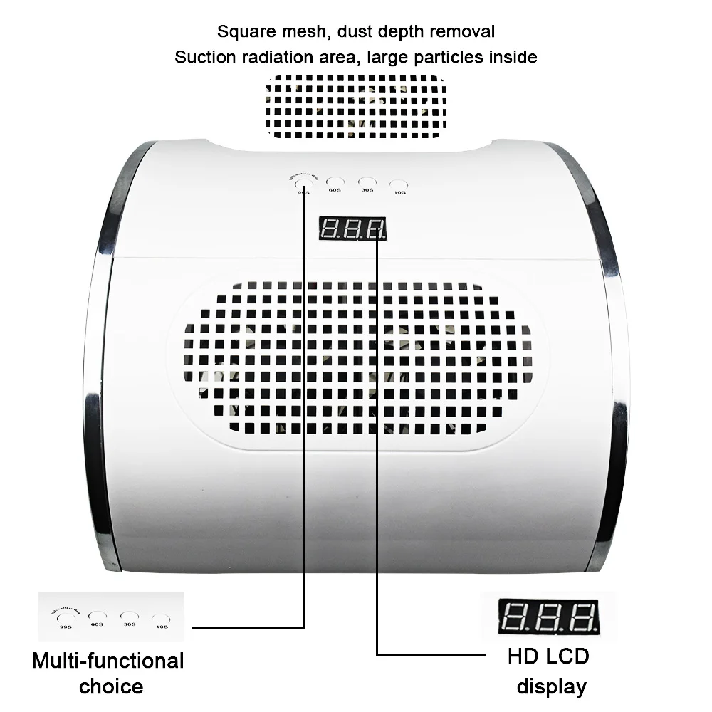 80W Strong Power Nail Lamp Nail Dust Collector Two In One Art Salon nail lamp and Collector Vacuum