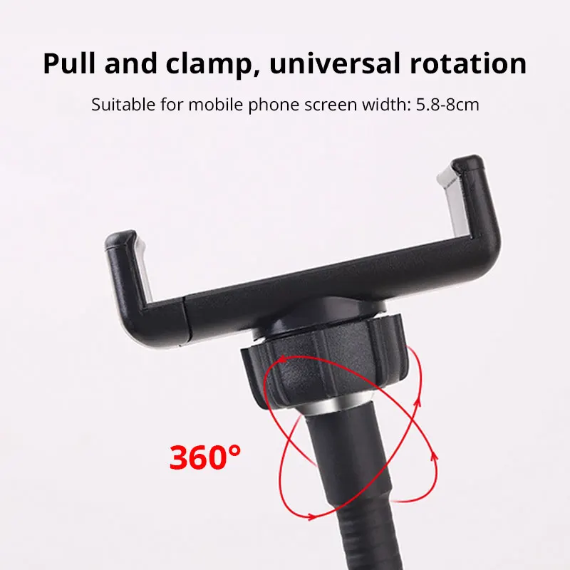  360 Degree Mobile Phone Holder Stand With Selfie LED Light for Live Stream Long Arm Bracket Desk La