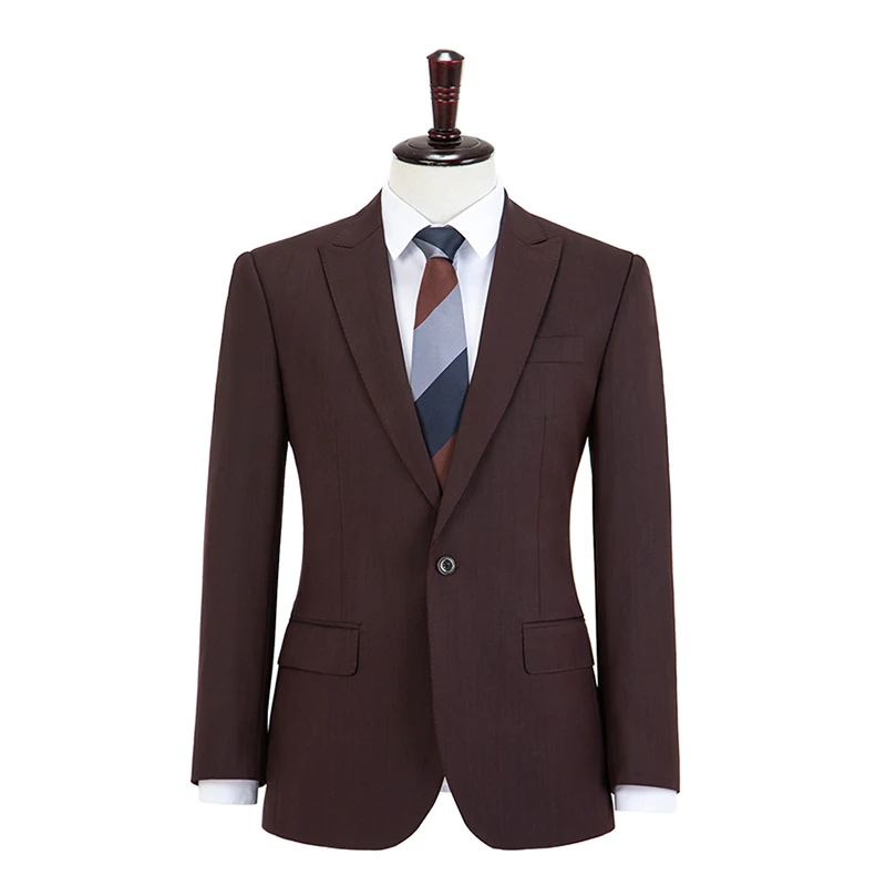 jacket and pants На заказ, высокое качество, 150 s, камвольная чистая шерсть, темно-коричневое стекло, деловой костюм для мужчин, приталенный костюм(пиджак+ брюки+ жилет - Цвет: jacket and pants
