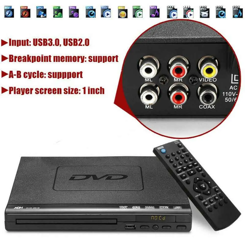 Dvd плеер с USB + RCA аудио кабелем коаксиальный порт черный дом|Проигрыватели DVD| |