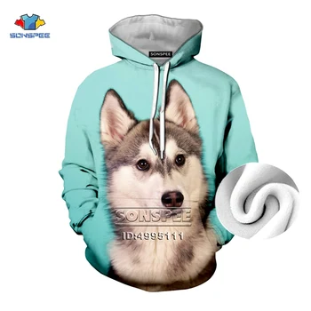 

SONSPEE Cute Animal Siberian Husky Dog Autumn 3D Print Unisex Fleece Hooded Hoodies Sweatshirts Pullover Casual Tracksuit