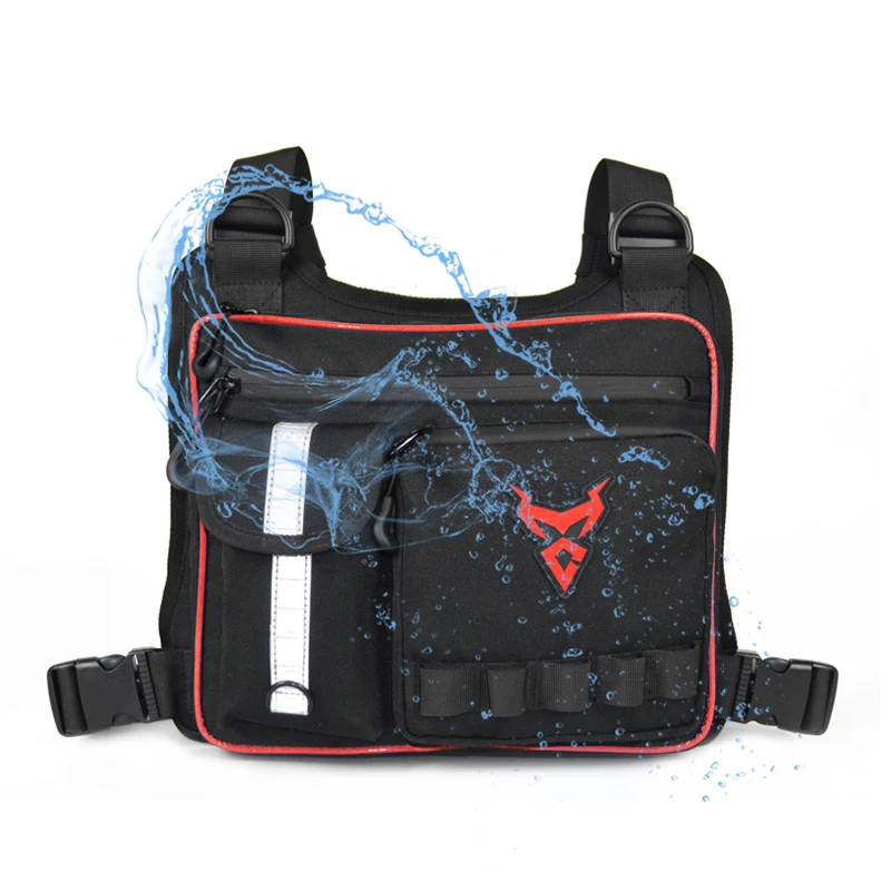 

1pcs Red waterproof large capacity sportive motorcycle chest bag Motocross Functional Tactical chest bag for men