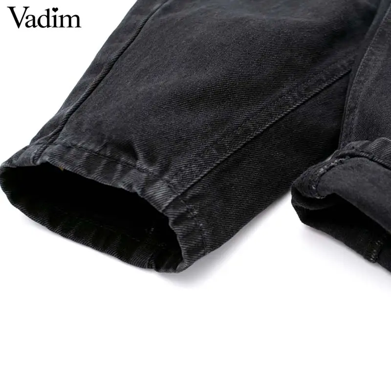 Vadim, Женские базовые черные джинсы, на молнии, с карманами, европейский стиль, Женские Повседневные Удобные шикарные брюки, pantalones mujer KB199