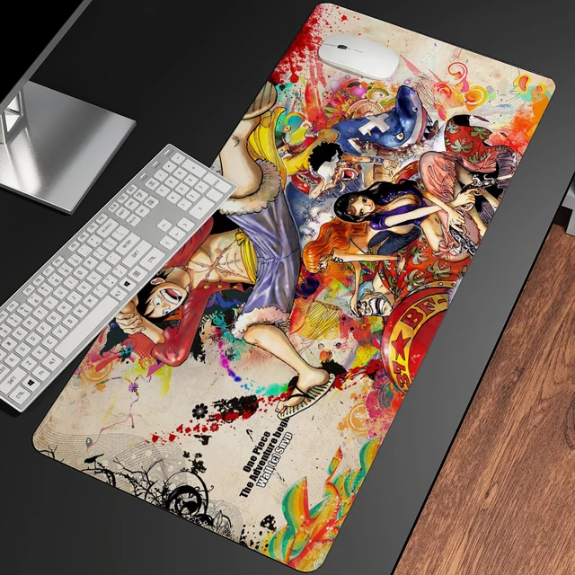 Tapis de souris One Piece Luffy, impression HD, bord de verrouillage, non  ald, XXL 90x40cm, clavier