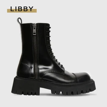 

2020 Woman Chunky Boots Luxury Brand Designer Shoes Motorcycle Platform Boots Zip Ankle Boots for Women Winter Woman Punk Shoes