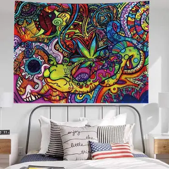 

Bohemia Colorful Mandala Wall Hanging Tapestry Hippie Music Tapestri Plants Personality Mushroom Wall Cloth Psychedelic W1B0