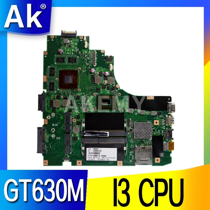 AK K46CB/K46CM материнская плата для ноутбука Asus K46CB K46CM K46C K46 тест оригинальная I3 CPU GT630M |