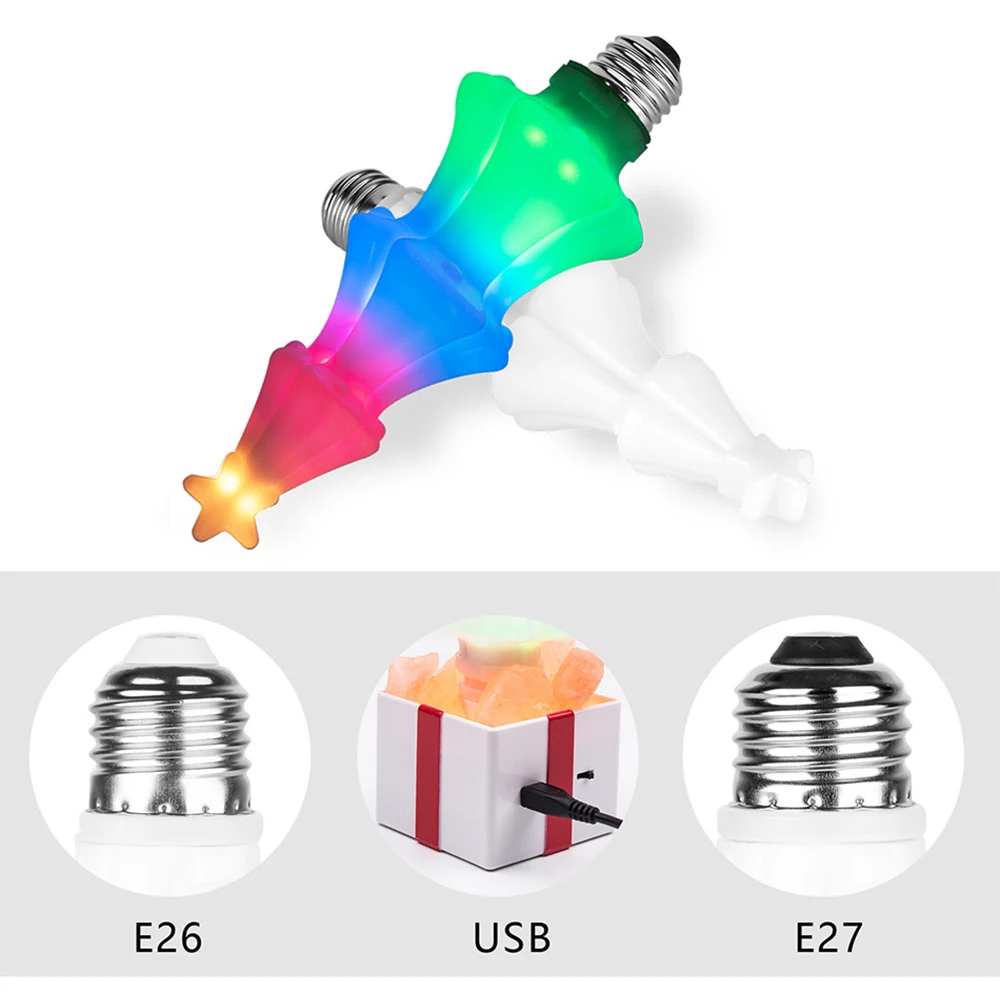4Pack Christmas Flame Light Bulbs E26/E27 LED RGB LED Bulb Himalayan Salt Night Light Decor for Home Party Festival Holiday D35