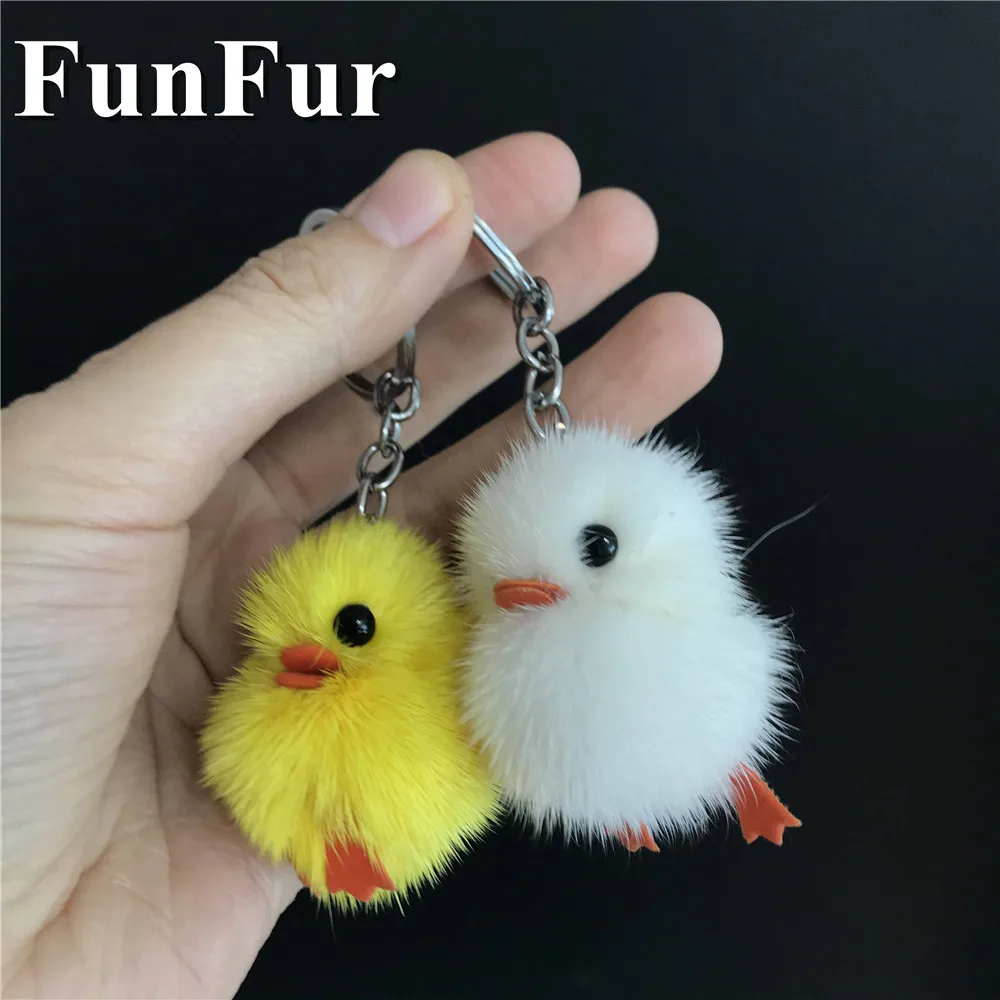 Настоящий мех норки цыпленок утка Чичи брелок сумка Шарм Кулон | Украшения и