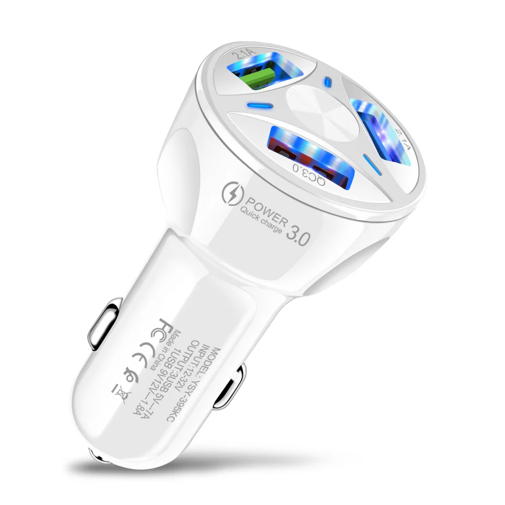 3 Порты зарядных порта USB для автомобиля Зарядное устройство быстрой зарядки 3,0 адаптер для быстрого автомобильного прикуривателя для samsung huawei Xiaomi автомобильное зарядное устройство для iPhone QC 3,0 Зарядное устройство - Тип штекера: White charger