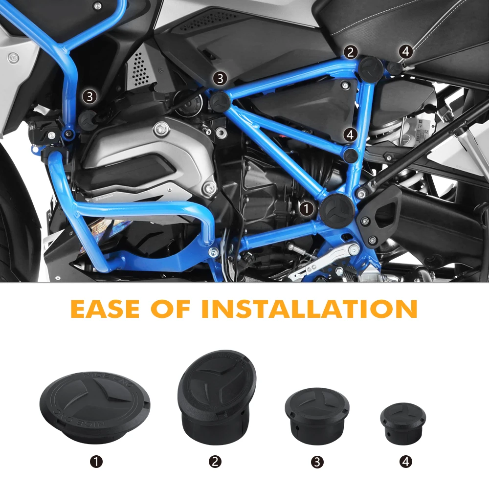 Pyramid Rubber Frame Plugs End Caps for BMW R 1250 GS Adventure 19-19