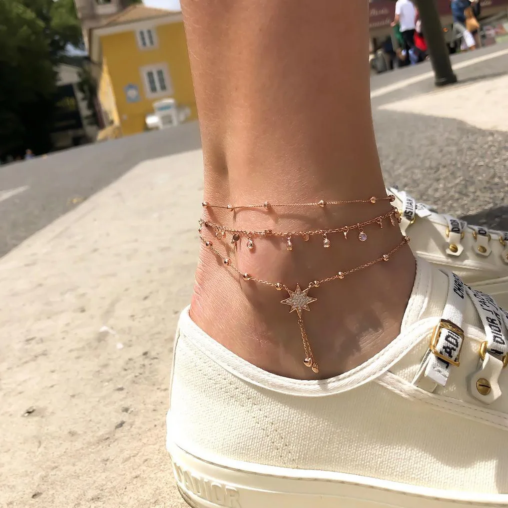 Handmade Gold Women's Multi-Layer round Plate Rhinestone Anklet Beach Seaside Ornament Fashion New Style Handmade Gold Women's Multi-Layer round Plate Rhinestone Anklet Beach Seaside Ornament Fashion New Style