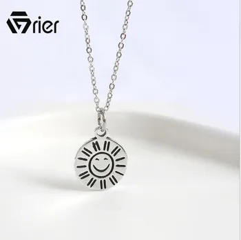 

Grier sun smiley necklace S925 sterling silver personality female sunshine smile clavicle chain ins Korean jewelry