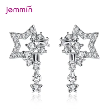 

Boutique Women 925 Sterling Silver Hollow Star Zircon Stud Earrings Simple Fashion Jewelry For Women Boucle d'oreille