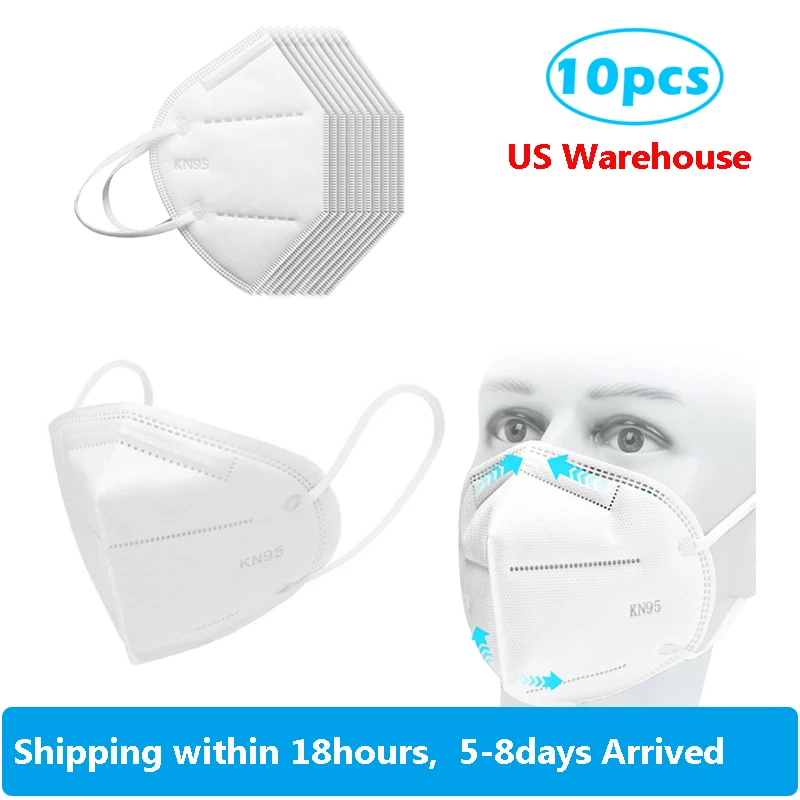

10pcs KN95 CE Certification Face Mask N95 PM2.5 Anti-fog Face Mouth Mask Nose Cover FFP3 Respirator Reusable 5-8days Arrived