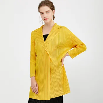 

LANMREM can ship 2020 spring summer Temperament Basics notched collar Loose pleated Coat single Button new casual Jacket YH924
