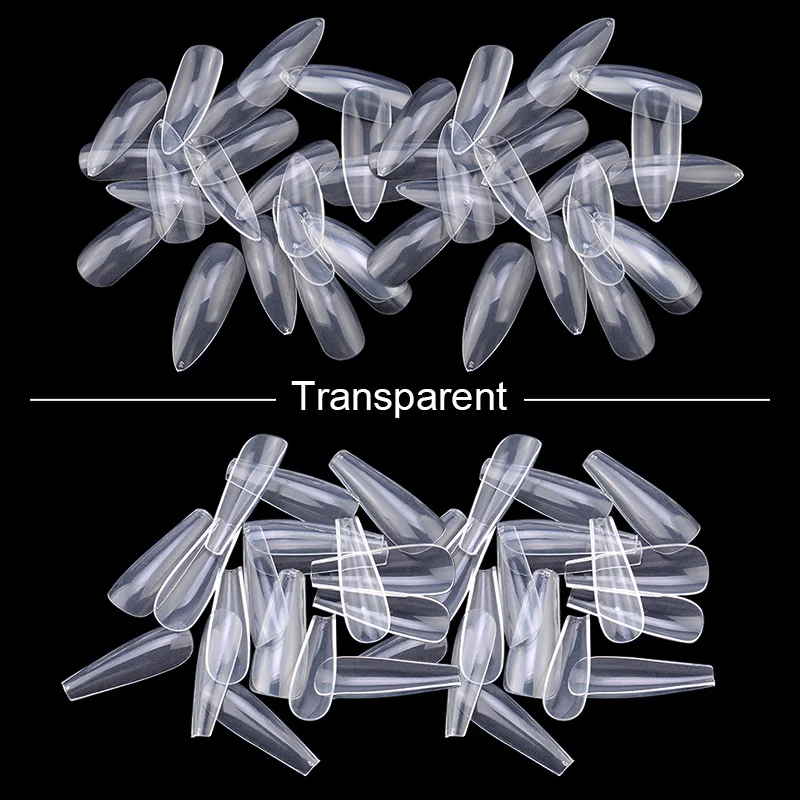 100 шт Смешанные акриловые накладные ногти длинные миндалевидные балерины накладные ногти искусственный прозрачный/натуральный/белый полное покрытие накладные ногти
