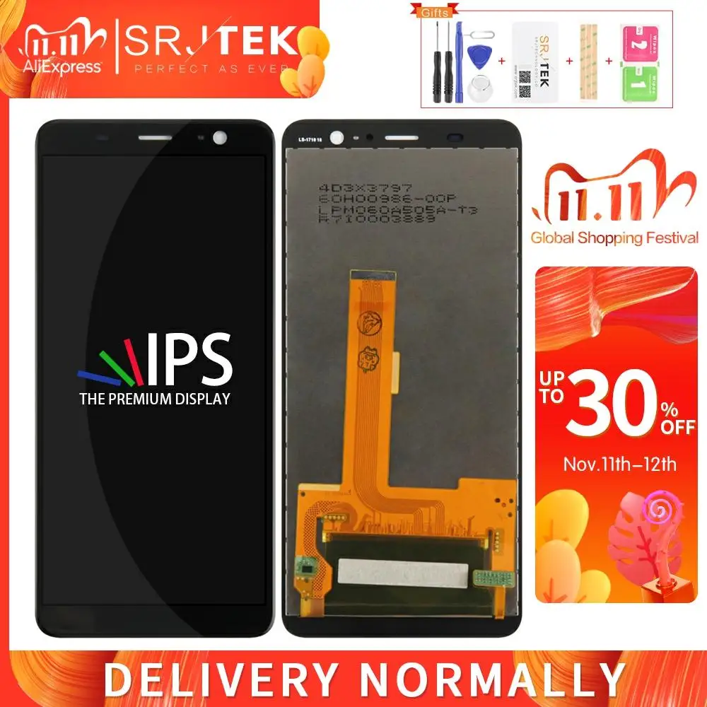 Srjtek для HTC U11 PLUS сенсорный ЖК экран дигитайзер сенсор стекло в сборе 6 ''с рамкой