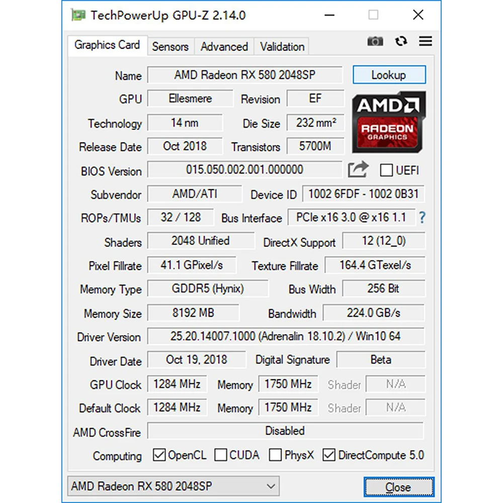 Yeston RX580 2048SP 8G desktop computer gaming game office 580 graphics card 8G