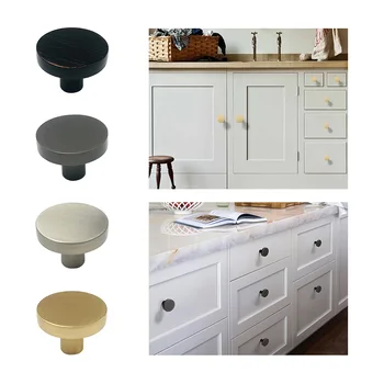 Round Brass Gold Cupboard Simple Modern Cabinet Door Brass Furniture Handles Kitchen Knobs Handles Drawer Pulls Wardrobe Dresser