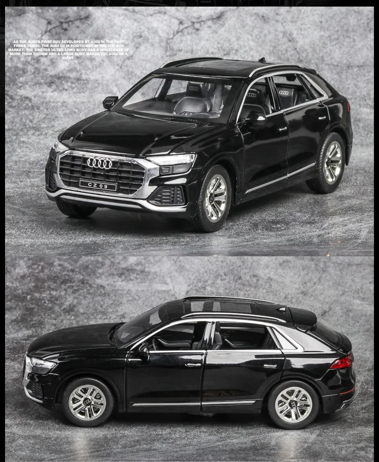 Горячая 1:24 масштабные колеса SUV металлическая модель с светильник audis q8 литье под давлением автомобиля оттягивание автомобиля сплав игрушки коллекция для подарков