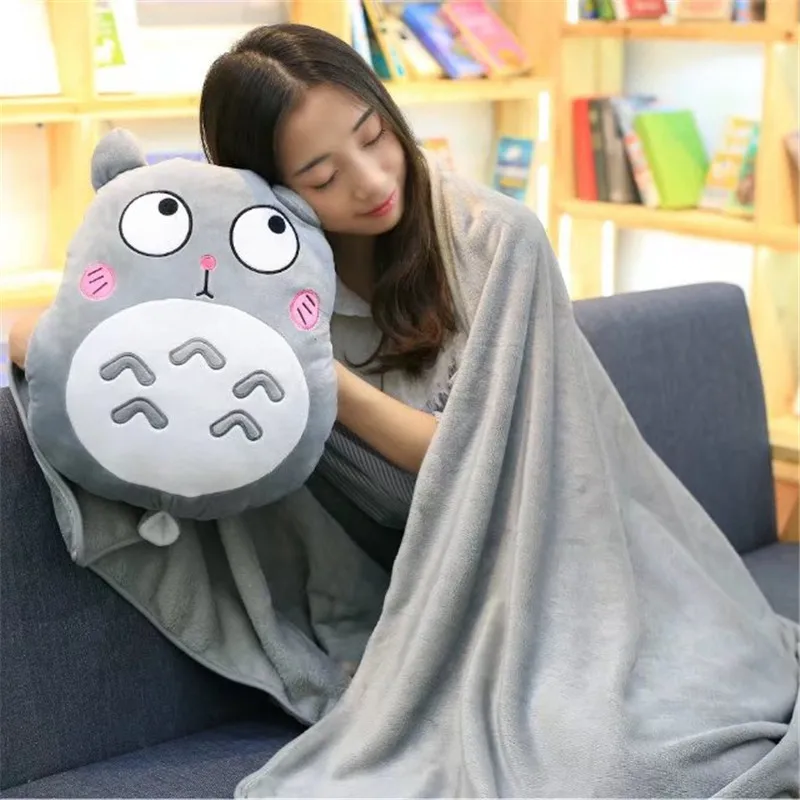

Totoro Cushion Cover Pillow Blanket Three-in-One Blanket Dual Purpose Intervene Cute Students Plush Hand Warmer Nap Pillow
