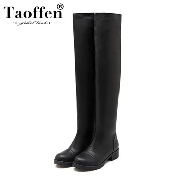 

Taoffen Women Slip On Winter Over The Knee Boots Fashion Boots Simple Flats Round Toe Shoes Woman Footwear Size 34-43