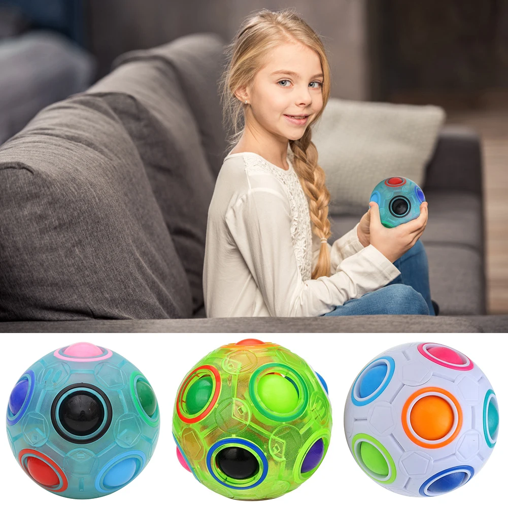 Rompecabezas de fútbol arcoíris antiestrés, juguete para regalo, pelota para cubos mágicos esféricos creativos, rompecabezas para bebés, juguete educativo para edades tempranas