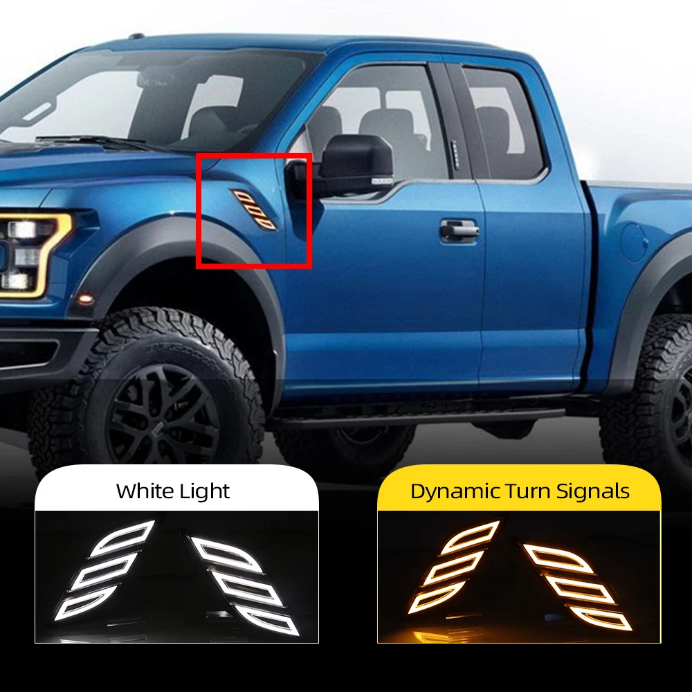 Csgjmy 2pcs Car Fender Light For Ford Raptor F150 2016 2017 2018 2019
