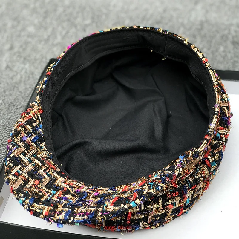 01909-xintao-xiang Франция дизайн осень цвет плед металлическая цепь пчела Леди восьмиугольная шляпа женские козырьки для отдыха кепки