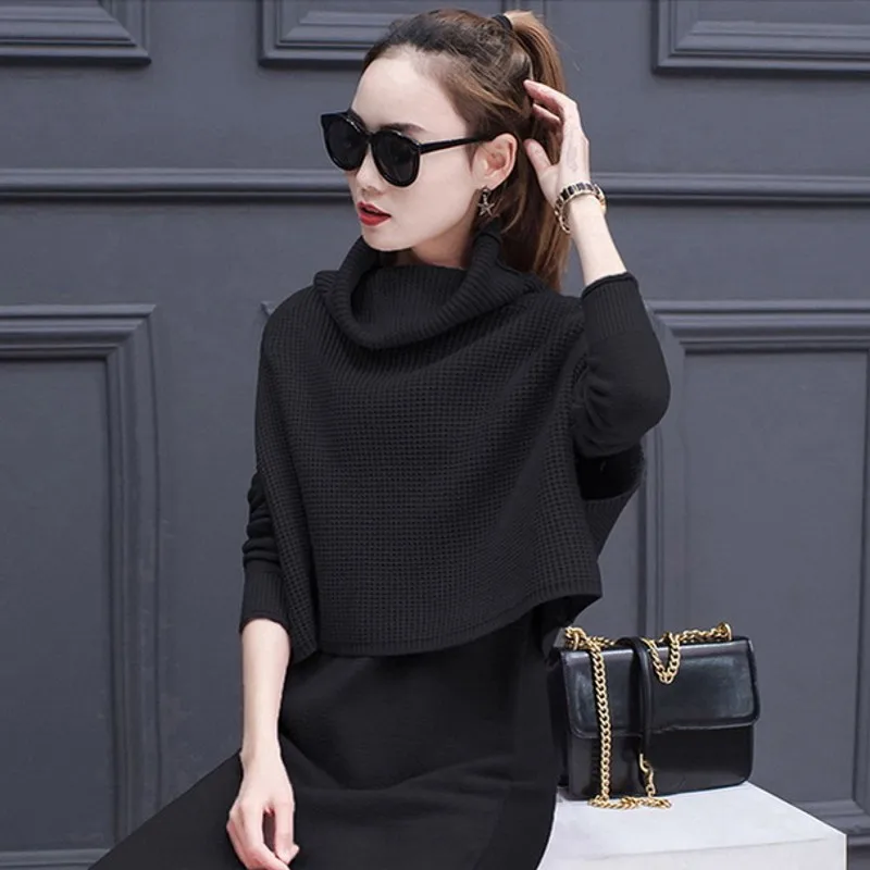 

2020 New Autumn Winter Lady Sets Fashion Solid Turtleneck Sweater Tops A-Line dress 2 Piece Set Ladies Casual Knitted Suit