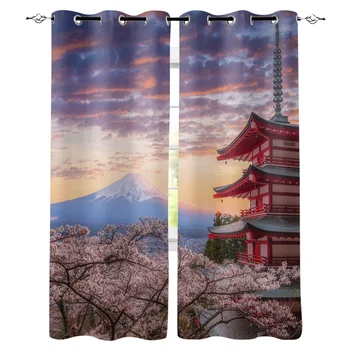 

Natural Landscape Window Curtains Living Room Kitchen Curtains for Bedroom Left and Right Biparting Open Curtains