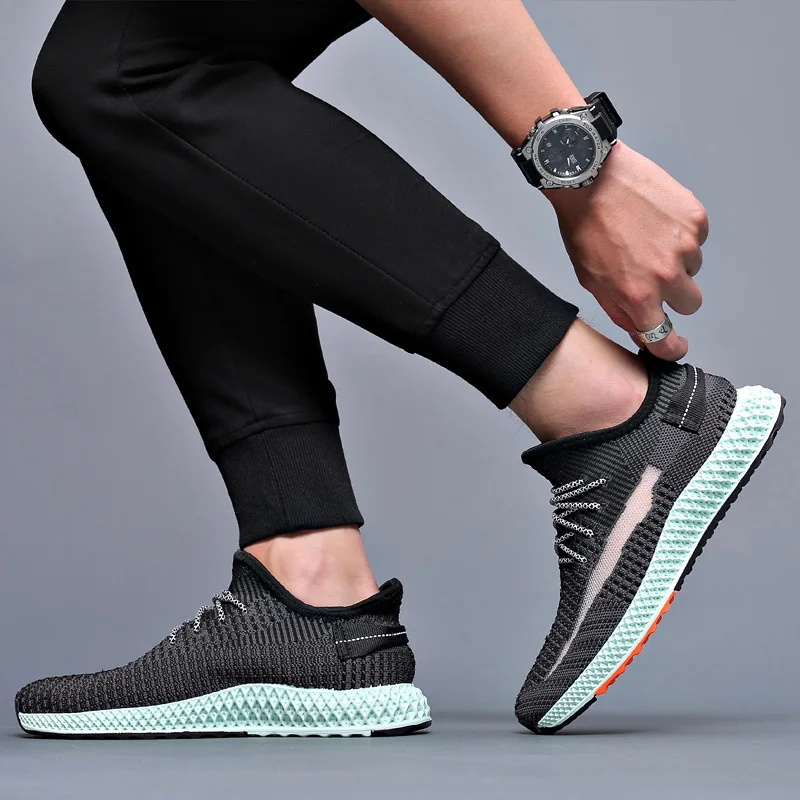 

Summer Men Sports Footwear Running MEN'S Shoes Trend Socks Shoes Breathable Flying Woven Shoes Candy Color Bottom Shoes