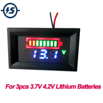 

Lithium Battery Capacity Indicator Voltmeter ON/OFF Controller Voltage Tester 12.6V Red Display for 3pcs 3.7V 4.2V Battery