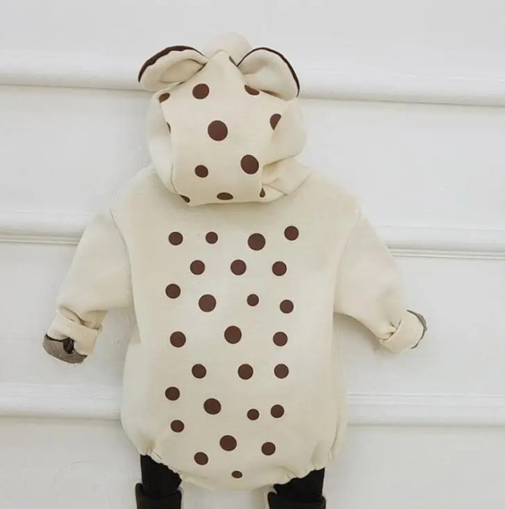 New Style Babys Girls Boys Hooded Romper Thicken Cotton Autumn Winter Babys Jumpsuit 0-3 years PQ942
