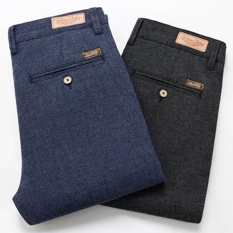2020 New Men's Pants Slim Casual Pants Full Length Fashion Business Stretch Trousers Male Brand Pants Black Blue Pantalones 2020 New Men's Pants Slim Casual Pants Full Length Fashion Business Stretch Trousers Male Brand Pants Black Blue Pantalones