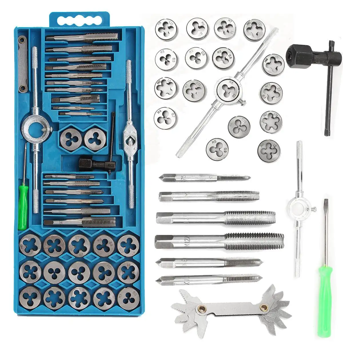 40pcs Tap Die Set M3M12 Screw Thread Metric Taps Wrench Dies DIY Kit