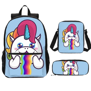 

Hot 3pcs/set School Backpack Set Cartoon Print School Bags For Teenager Girls Preppy Style Casual Rucksack Cute Book Bag Mochila