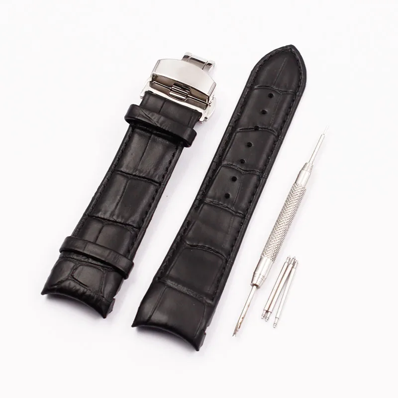 Аксессуары для часов Tissot Kutu T035 кожаный ремешок T035627 T035617 T035407 T035410A мужской ремешок для часов - Цвет ремешка: Black Silver buckle