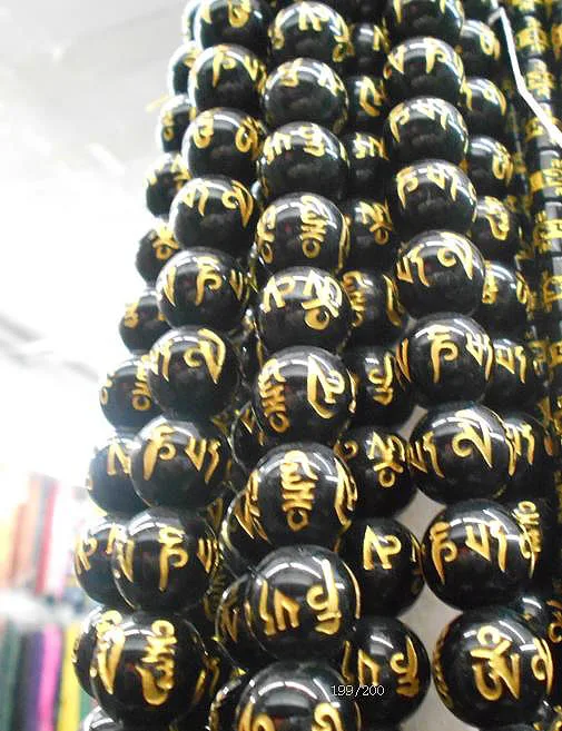 

Black Round Beads Man Bracelet Tibetan OM MANI PAD ME HUM Amulet Mantras bracelets Natural stone beads 10/12/14mm