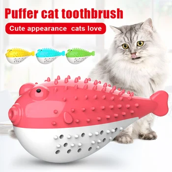 

Fish Shape Cat Toothbrush Refillable Catnip Simulation Fish Teeth Clean Pet Chew Toy