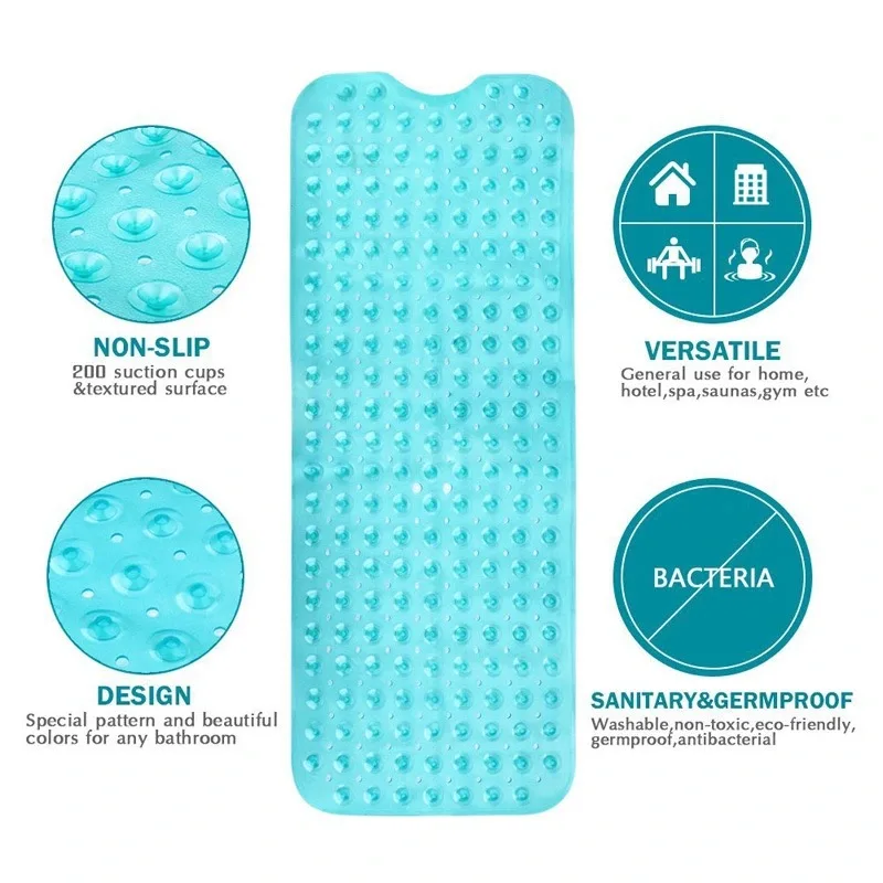 PVC Non-Slip Bathtub Mat Suction Cup Bath Shower Mat with Drain Hole Bathroom  Mat Older Pregnant Woman Safe Bathing Pad Mats - AliExpress