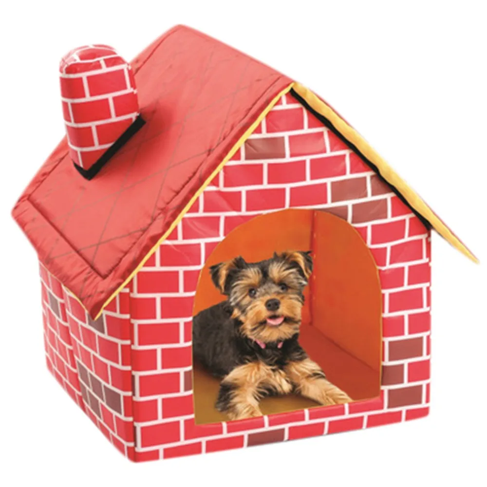Foldable dog house pet bed tent cat litter indoor portable travel puppy mat cave red brick pet nest kocyk dla psa 30O9 (1)