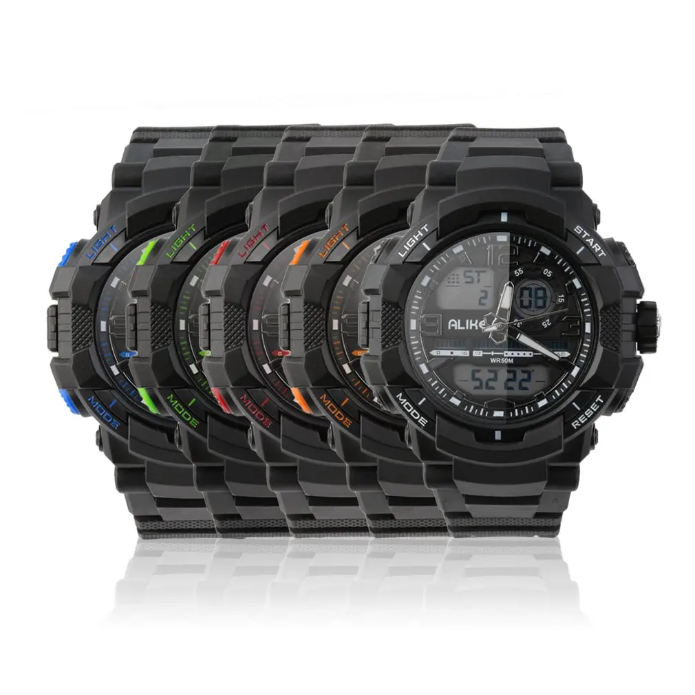 ALIKE Digital Sport Casual Green Back Light Date Chronograph Wrist Watch Exquisitely Designed Durable Gorgeous