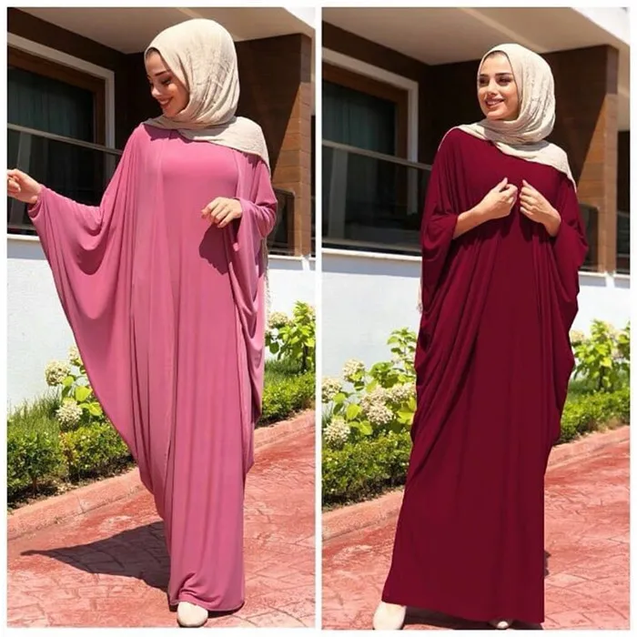 Мусульманское Макси платье женское свободное красное синее черное абайя Дубай длинный халат Туника кимоно Джаба Ближний Восток арабский хиджаб Исламская одежда