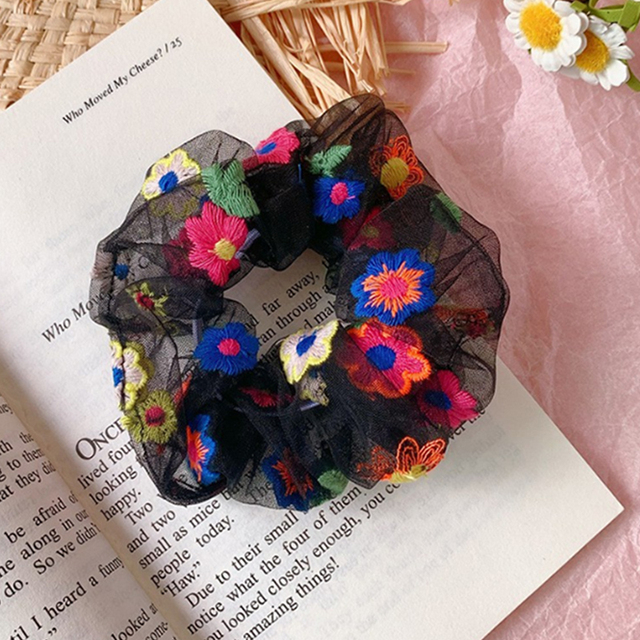 Silk Rainbow Scrunchies For Women Girls Gum Hair Tie 1PCS Hair Rope Rubber Bands Ponytail Hold Hair Accessories